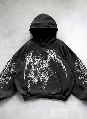 Y2k Gothic Clothes Men's vintage hoodies Street sweatshirt酷