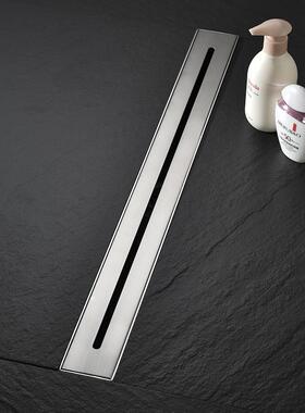 55宽304黑色枪灰不锈钢拉丝偏芯加厚长条型地漏加长形卫生间防臭