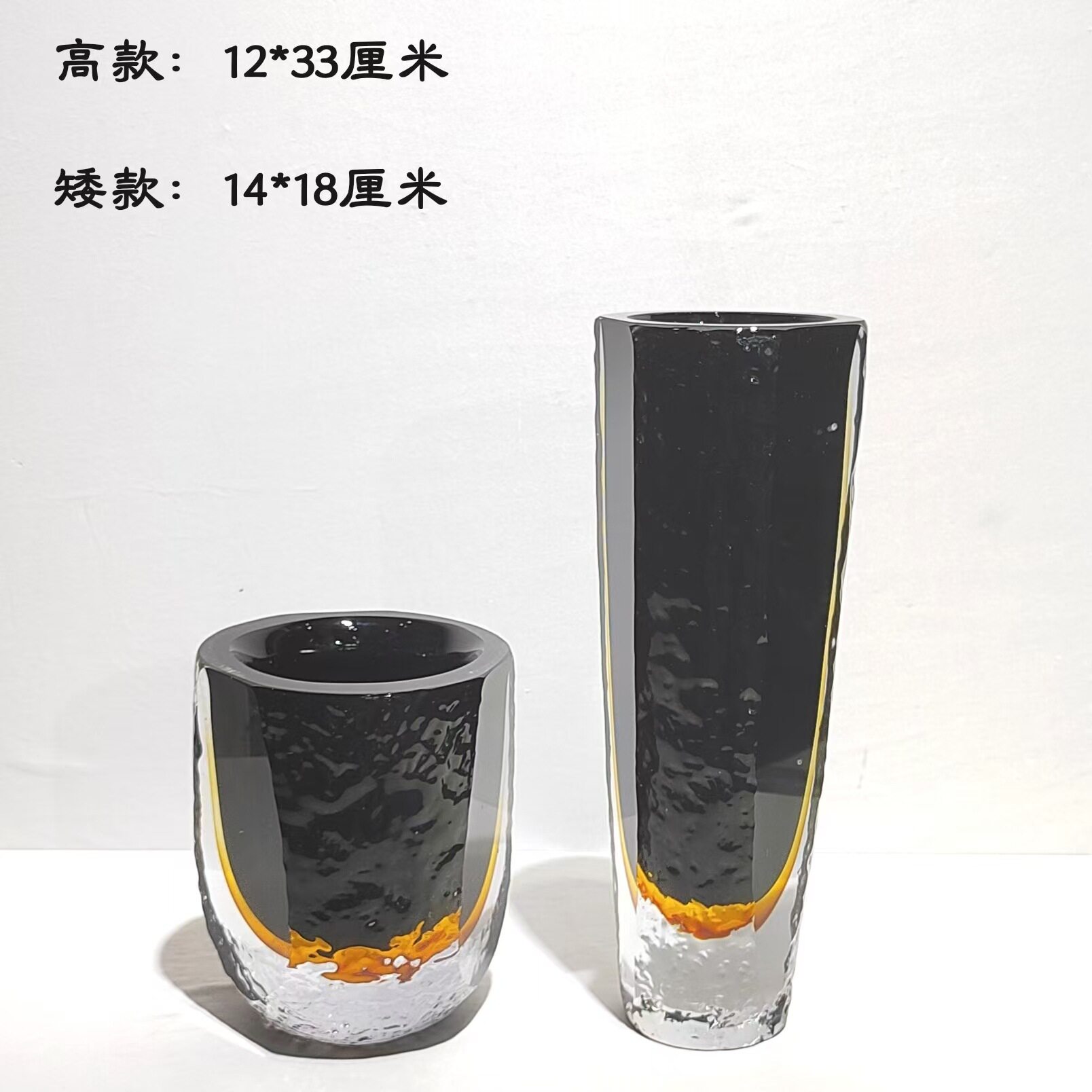 轻奢现代厚重切面琉璃花瓶家居样板房间插花装饰摆件