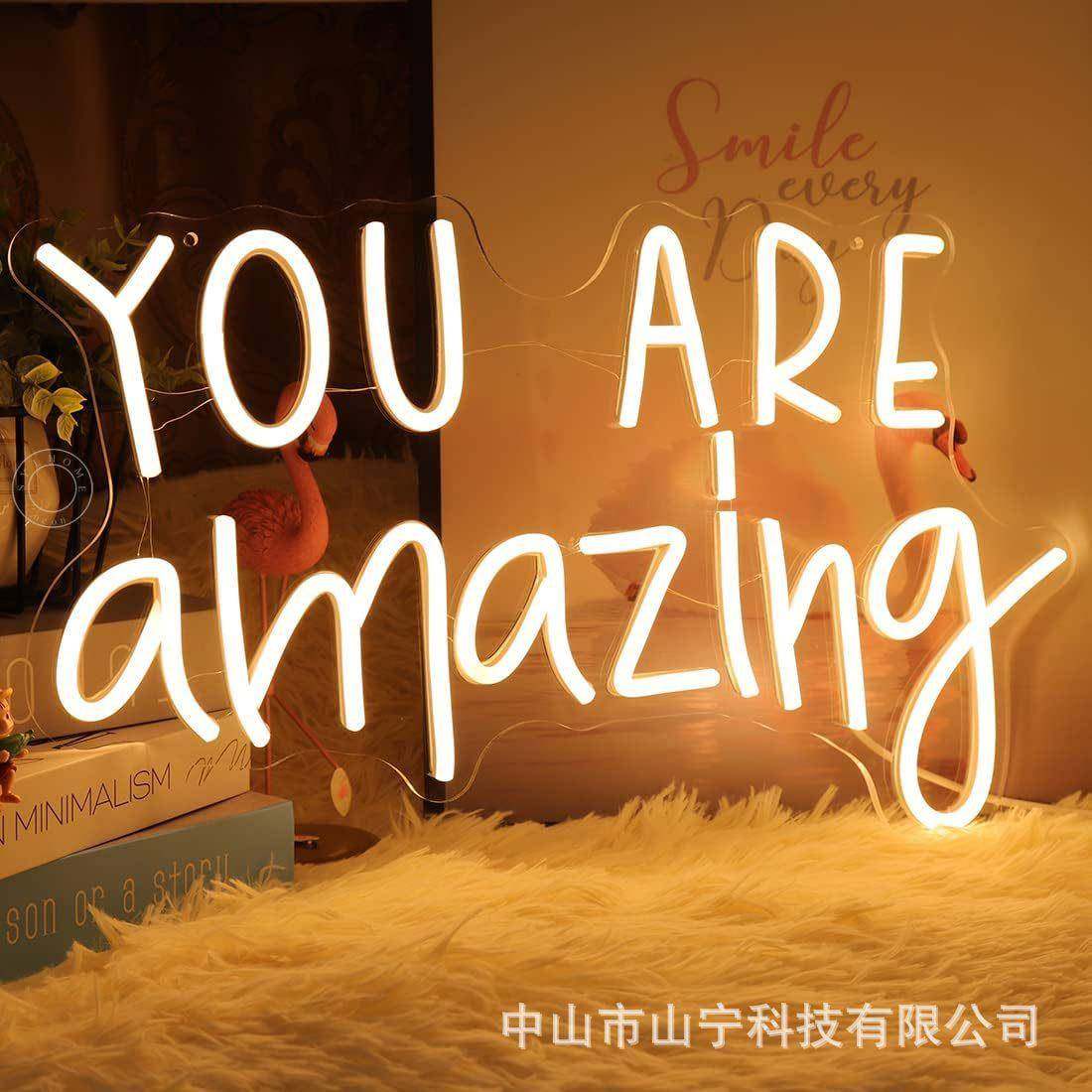Temu外贸工厂直发YouAreAmazing霓虹灯装饰灯标品热
