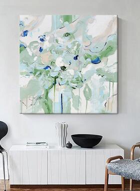 现代客厅简约肌理画玄关小清新绿色手绘油画抽象小众艺术装饰挂画