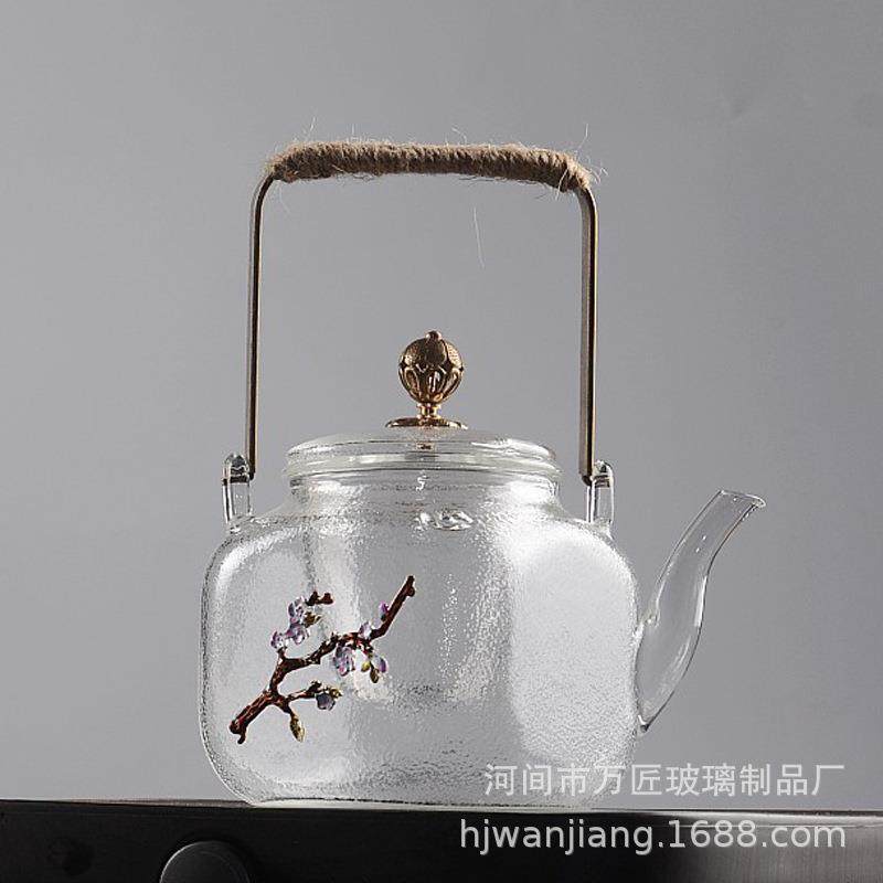 日式玻璃茶壶内胆烧水提梁壶贴梅花煮茶壶电陶炉专用耐热加厚水壶,收纳整理,烫衣板及配件,淘宝优惠券,粉丝福利购,淘宝优惠卷