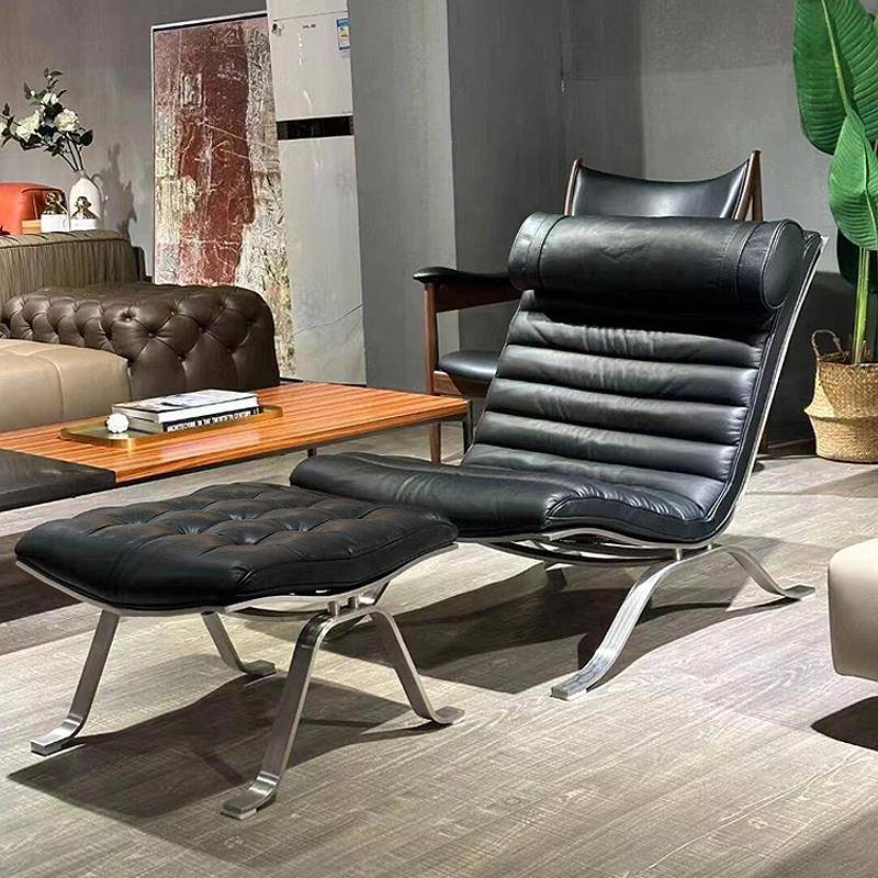 cs单人沙发椅极简轻奢感客厅中古风设计师沙发椅子懒人休闲躺椅