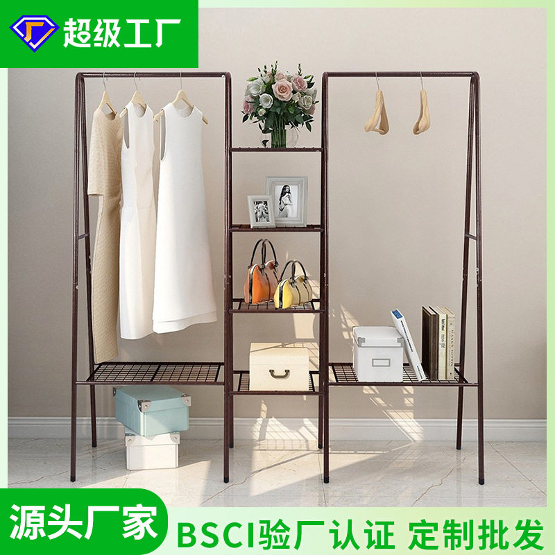 索尔诺厂家多功能铁艺衣帽架美式简约家用衣柜落地式晾衣架挂衣架