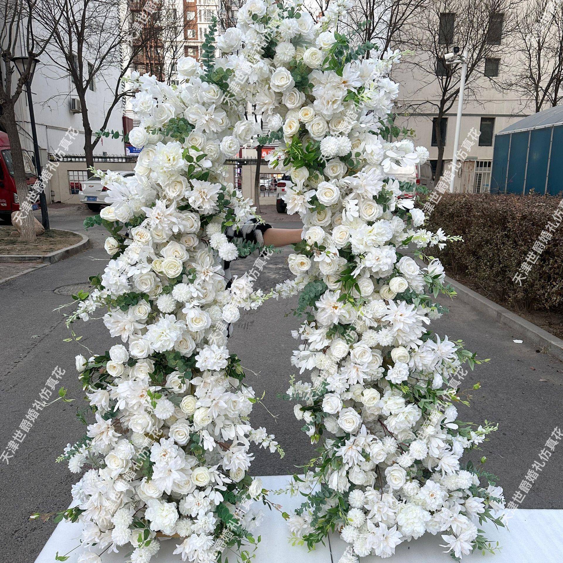 世爵新款婚礼舞台仿真花高级风格2.1*1.8m牛角仿真花艺