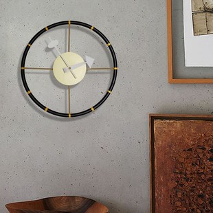 简约时尚 方向盘挂钟圆形壁钟北欧设计尼尔森太阳机芯时钟石英钟