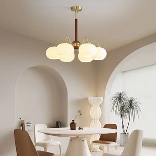 奶油风复古柿子餐厅吊灯侘寂中古vintage吧台岛台玻璃灯具