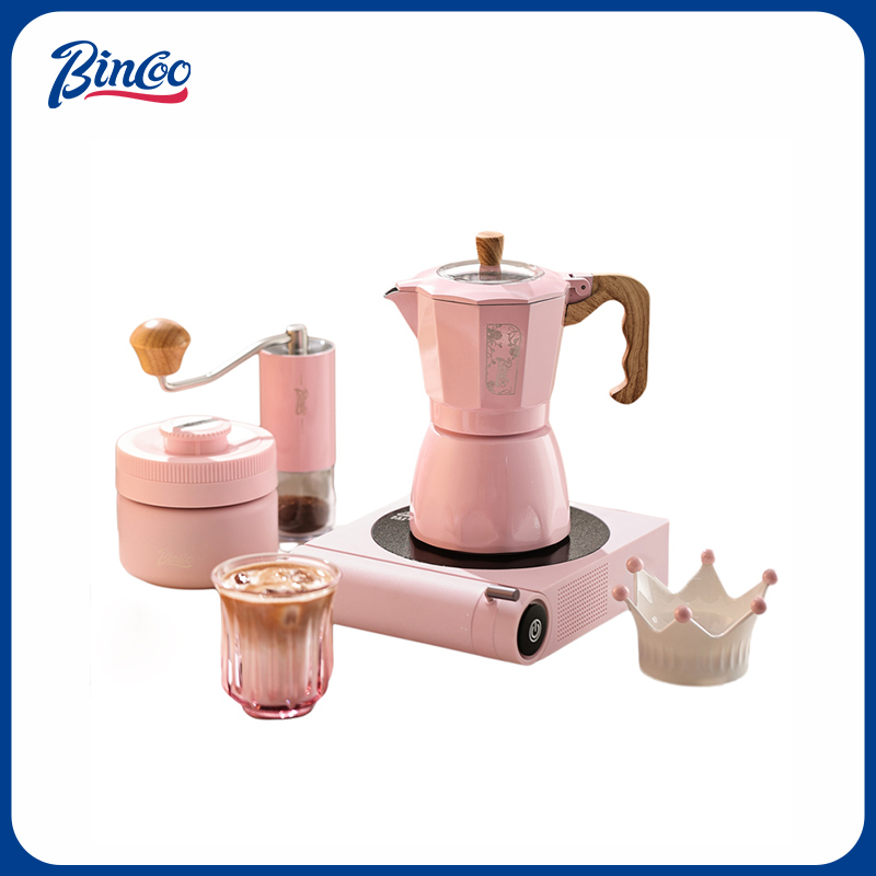Bincoo粉色双阀摩卡壶煮咖啡套装