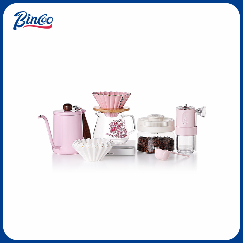 Bincoo粉色手冲咖啡套装家用煮咖啡壶小型全套手冲咖啡器具