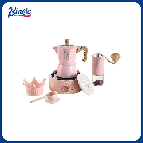 Bincoo粉色双阀摩卡壶家用小型意式浓缩咖啡壶手冲咖啡器具套装