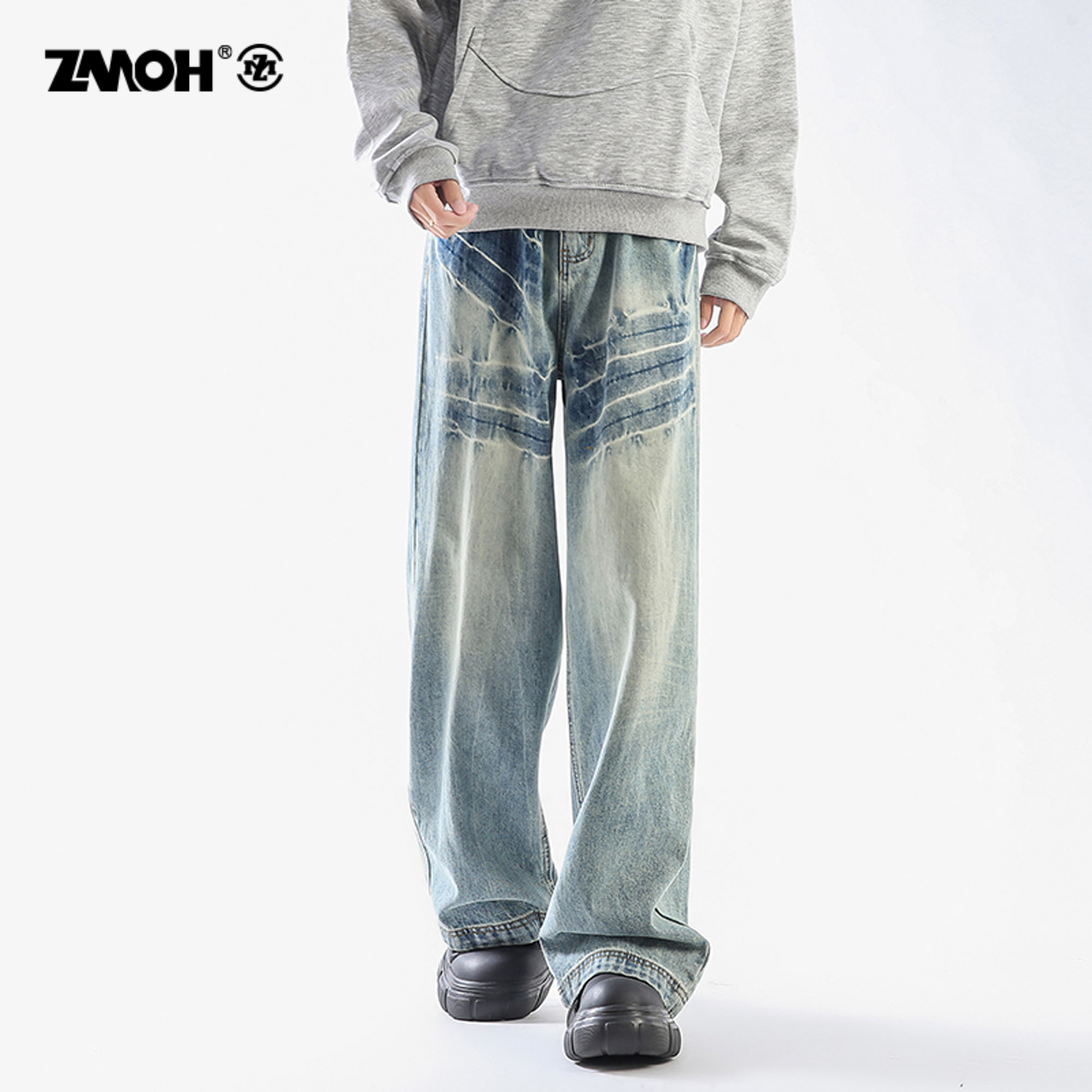 ZMOH情侣直筒裤阔腿宽松男2025春夏季新款薄款裤子女休闲牛仔长裤