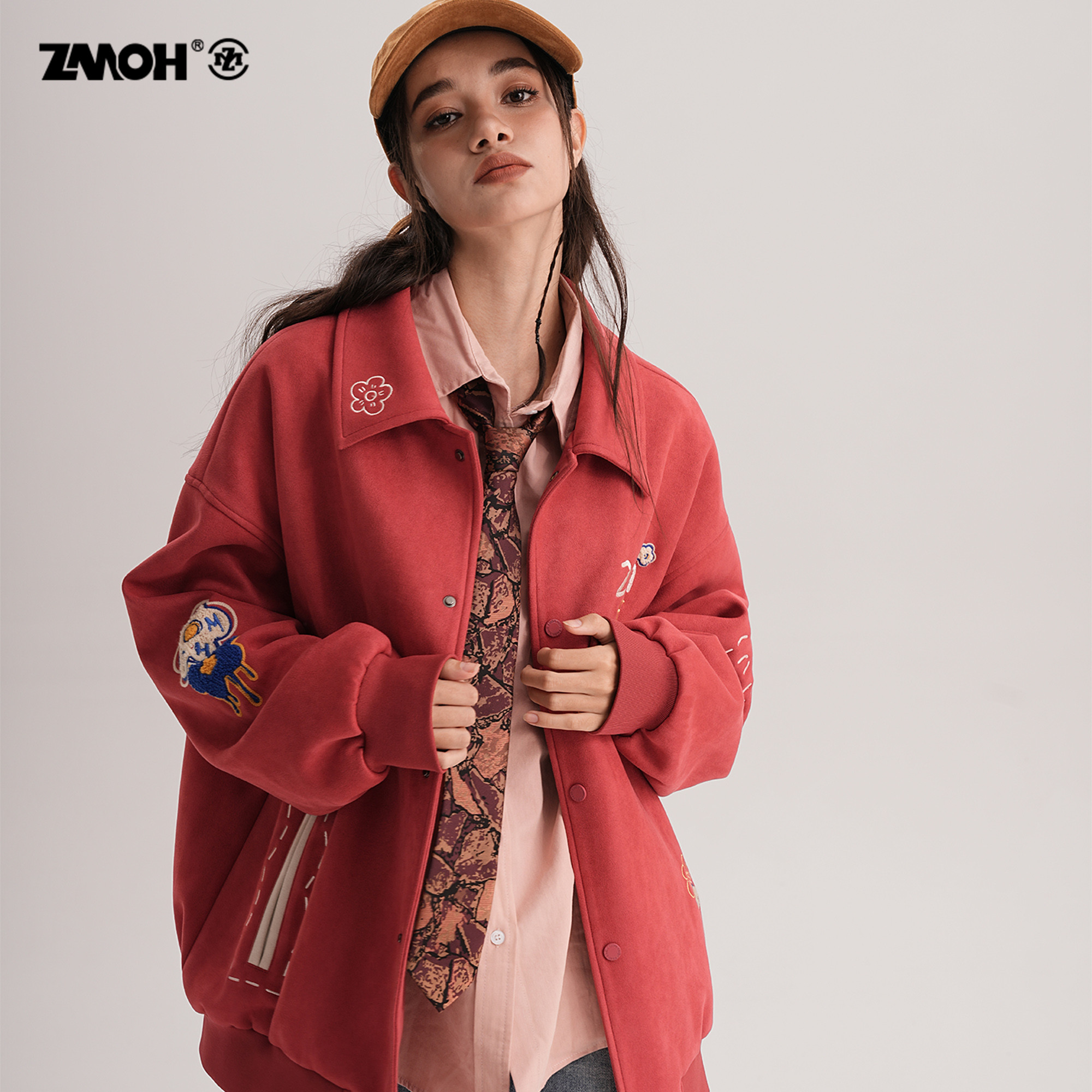 ZMOH男士棒球服入秋外套女生加厚冬装休闲美式情侣刺绣飞行夹克