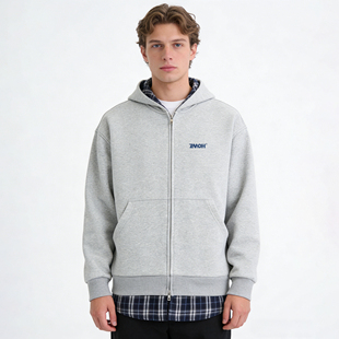 ZMOH男士连帽卫衣假两件2026春季新款落肩情侣装女生上衣夹克外套