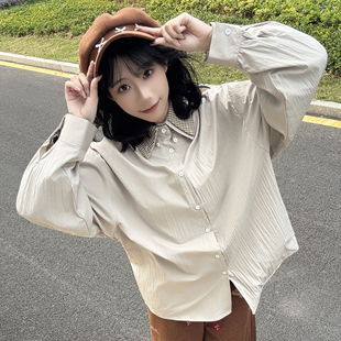 ZMOH情侣夹克衬衫外套男假两件2026春季新款百搭休闲女上衣薄款