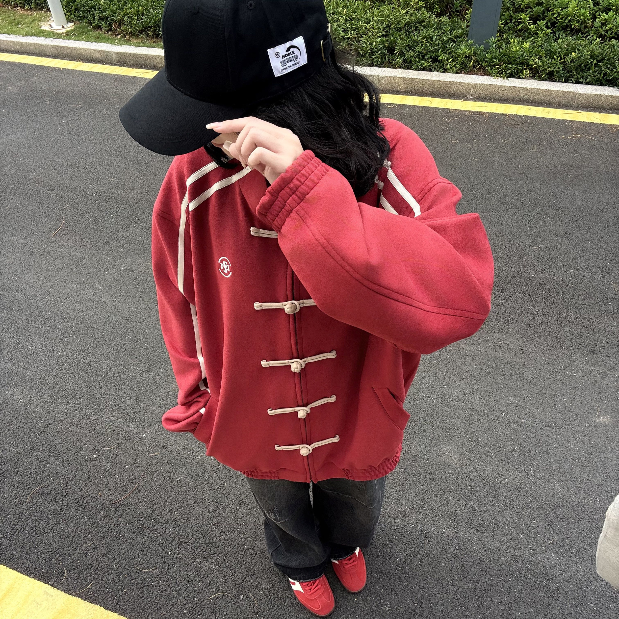 ZMOH新中式夹克外套2025年秋冬新款男休闲红色新年棒球服女中国风