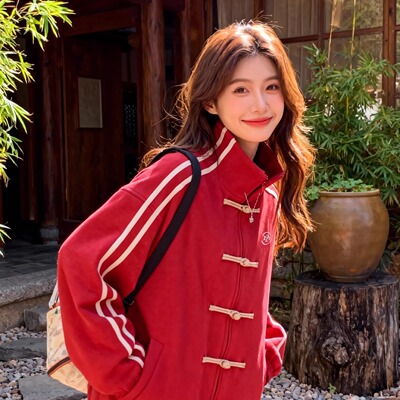 新中式国风情侣红色新年外套