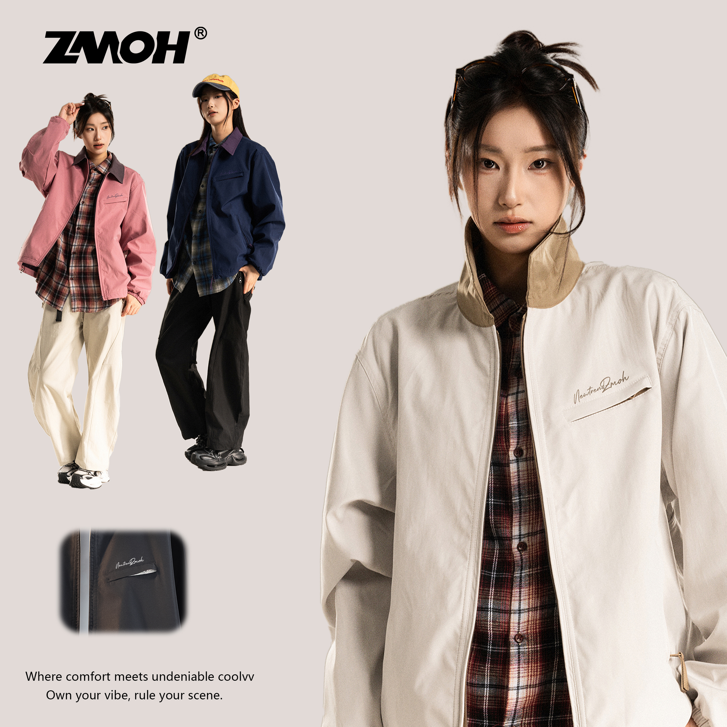 男士翻领夹克情侣开衫长袖外套