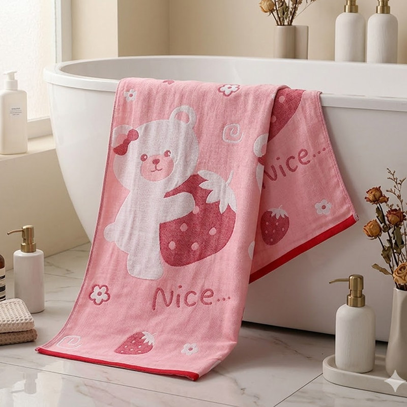 九锦蜀100%全棉彩印成人款纱布浴巾