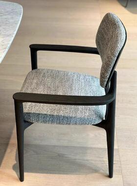 意极简现简约中古风黑色餐椅式艺白蜡木代名宿别墅布软SCR包靠背