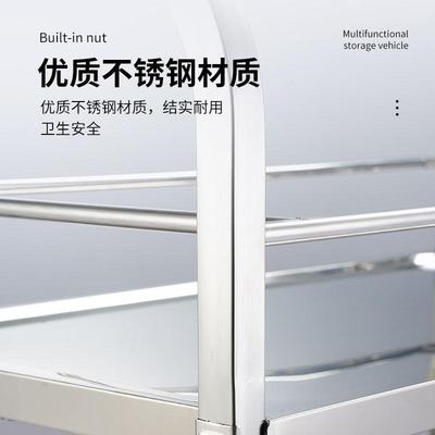 不钢餐车加厚收用碗锈车厅上菜HYI车商三层塑料移动车餐双层小推