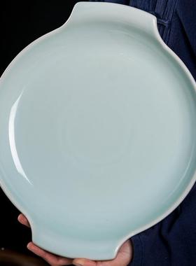 式陶瓷双耳圆形烤盘创意早餐盘子烘焙中芝士微焗饭盘波炉VOR箱烤