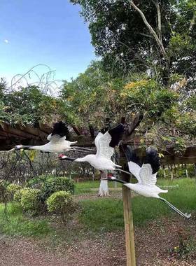 喷水仿真雕塑仙鹤模型丹顶鹤摆件道具花园庭院假山景观大鱼池装饰