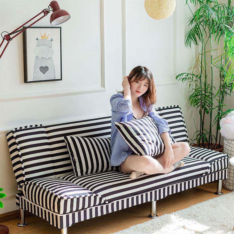 V布艺发沙小户型服装店用舍出租房宿客厅简约多TUE功能折叠沙发5