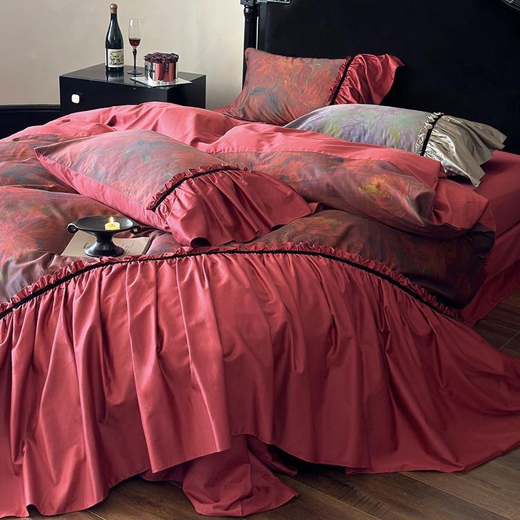 L2法纯式棉贡缎结婚四件套酒