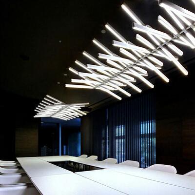 极简线性餐鱼骨吊灯现代约设计师DD0001办公简会议室灯餐厅桌室吧