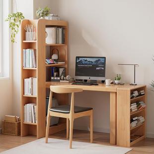 实转角木书脑桌书架书用柜A005 组合一体桌家办公桌学生学习桌大