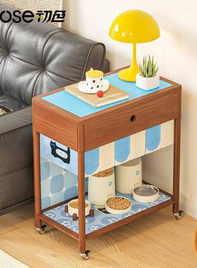初色猫咪食木堂边置物架用布帘边54576柜宠物品客厅沙发柜实多层