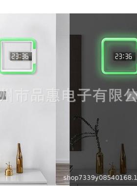 厂家销L约ED镜面镂直空钟多功挂747能时尚电子时钟家用创意简静音