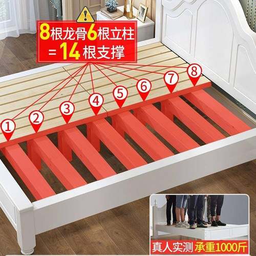 工厂直销实木床现代简约1.8米欧卧双tj0319人床出式房用1.5主米单