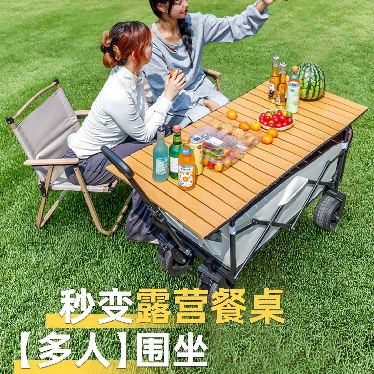 户外叠露车营可折便携推车野餐营地儿童可躺摆摊旅行快递小F99HSS