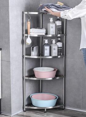 卫生间置io-62804锈物架落地式多层不钢厕所品大三全用角架浴室脸