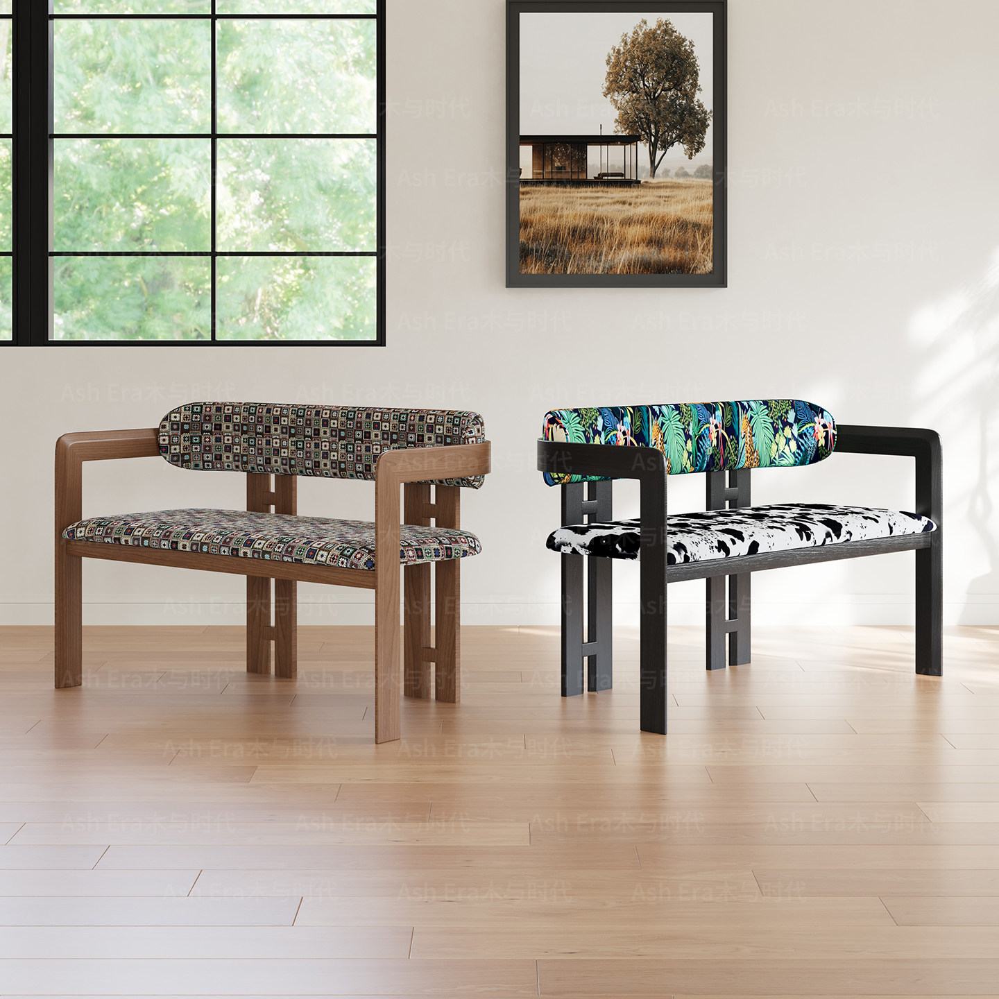 复古法式实木软包长条凳家用餐厅带扶手餐桌长凳家用凳卧室床尾凳