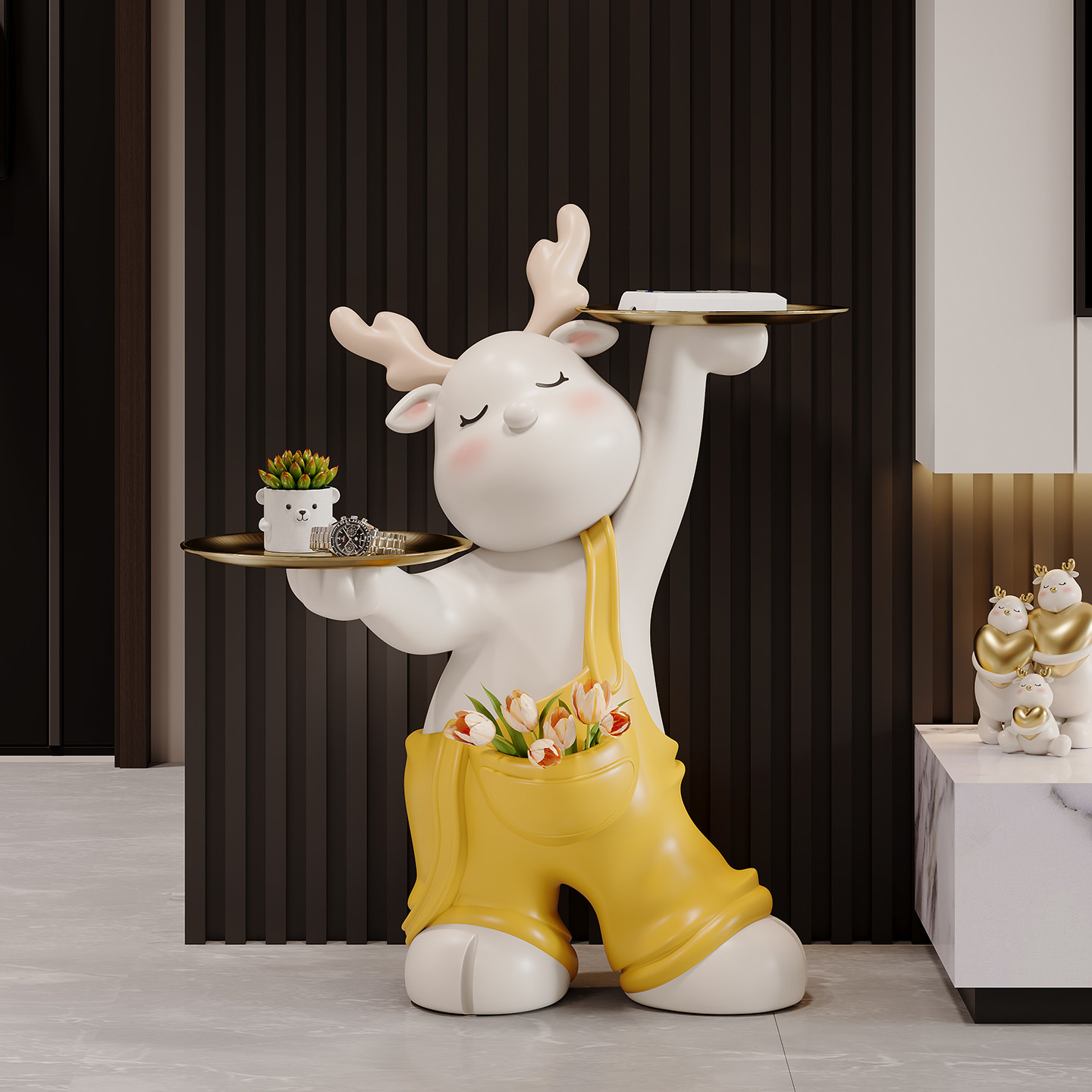 鹿落地灯客厅大型高端沙发旁电视柜装饰品新婚礼物搬家乔迁新居,家居饰品,落地摆件,淘宝优惠券,粉丝福利购,淘宝优惠卷