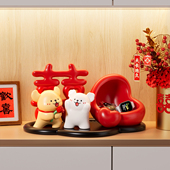 小狗新婚礼物摆件结婚送新人婚房客厅桌面进门玄关钥匙收纳装 饰品