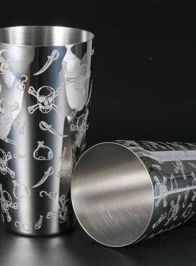 跨境花新款J-32436C套30不锈钢花纹波士顿调酒器调酒器摇酒壶骷髅