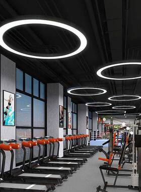 LE圆形圆D办环形吊灯现公室健身房店铺网红圆圈简约灯客厅592代灯