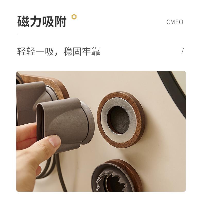 吹风机置物架免打孔浴室电吹风架卫生间风筒挂收纳架子胡桃木黑色