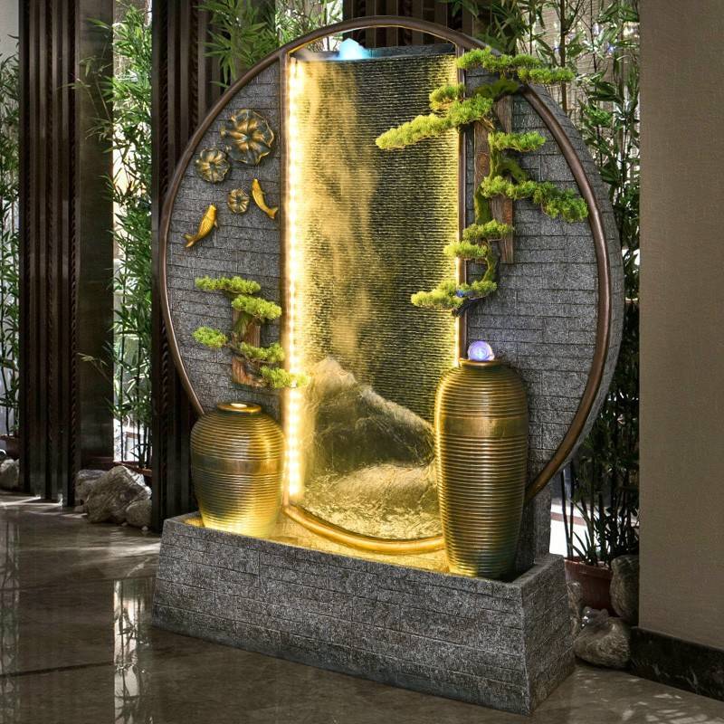 假山喷泉流水幕墙客厅阳台玄关入户公司庭院鱼池循环水造景观摆件