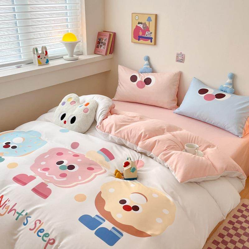 三可爱卡通四件亲透气被肤套套床单床MWB笠款被罩学生宿舍床上件,床上用品,床品套件/四件套/多件套,淘宝优惠券,粉丝福利购,淘宝优惠卷