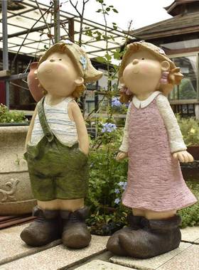 可爱大号202032小创意小院子装饰品庭花园孩摆件树脂桌面阳院台摆