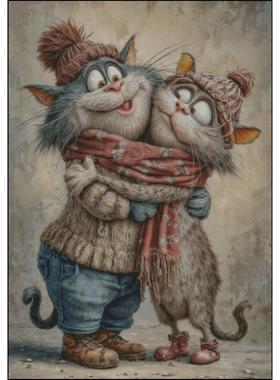 【ZZ7637-喵兄猫弟】十字绣2025新款客厅饭厅简单新手风景竖版玄