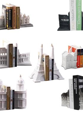 欧式建筑书立家居书房装饰摆件样板间软装饰品简约时尚书靠书档