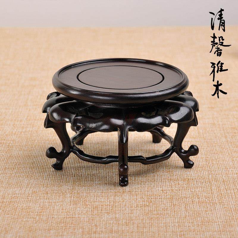 红木圆形小香几玉器花瓶茶壶香炉铜器聚宝盆中式摆件底座实木托架,家居饰品,木雕,淘宝优惠券,粉丝福利购,淘宝优惠卷