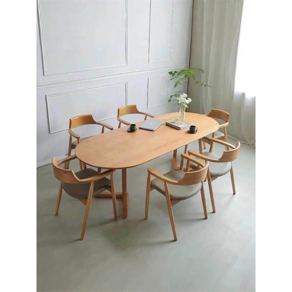 北欧实木餐桌子椭圆形小户型原木吃饭桌椅会议桌咖啡厅洽谈长条桌,商业/办公家具,会议桌,淘宝优惠券,粉丝福利购,淘宝优惠卷