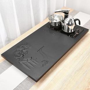 家用简约大小号排水茶海茶台功夫茶具石材日式 乌金石茶盘套装 托盘