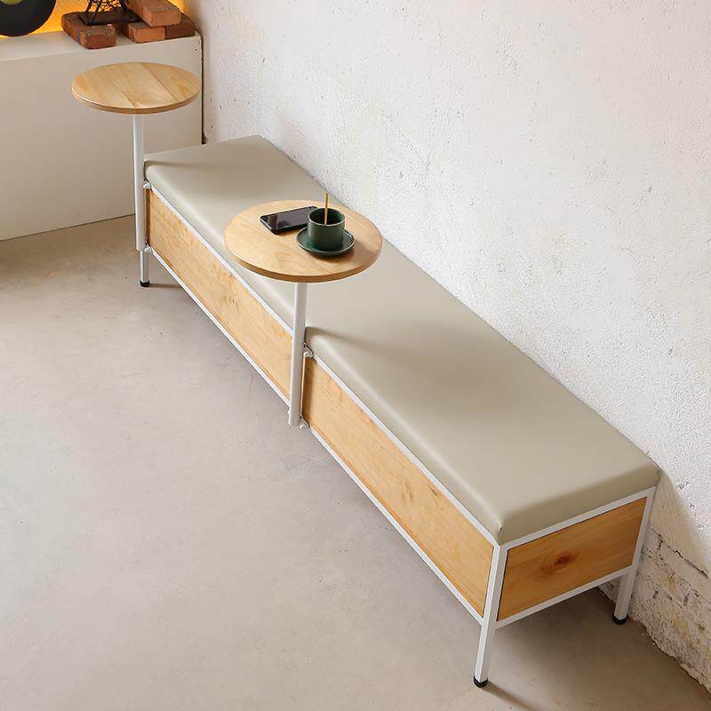 实木奶茶店桌椅组合卡座沙发凳咖啡厅软包长凳沙发边几靠墙卡座